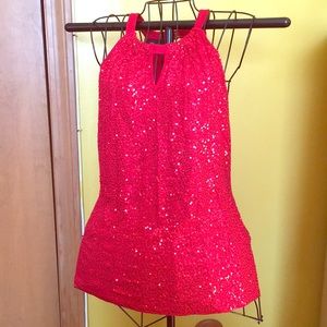 I.N.C. Halter Red Mini Sequins Top